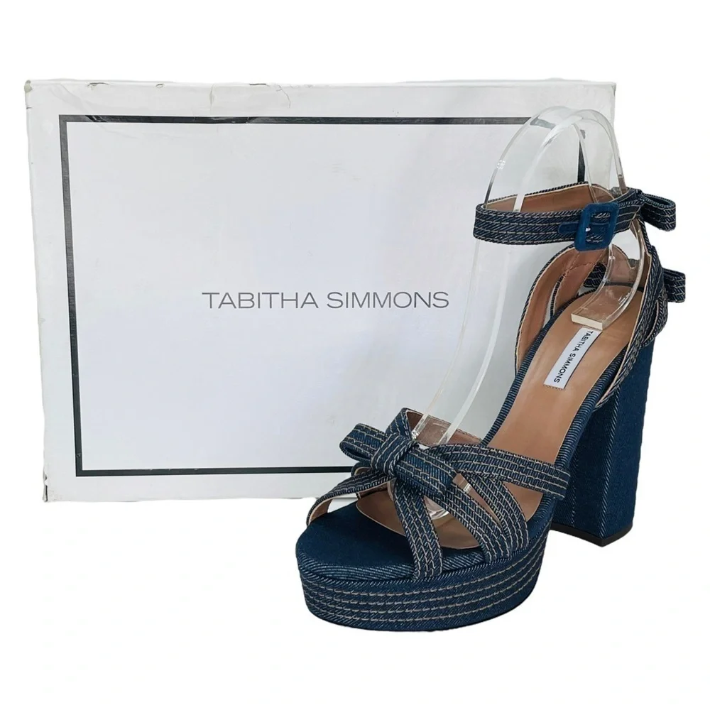 Tabitha Simmons Womens Platform Sandals EU 40B US 10M Indigo Denim Medium Width